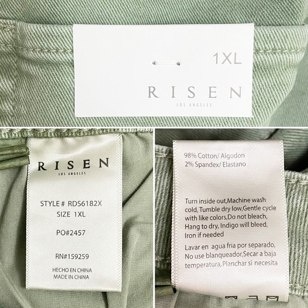 NWT Risen Olive Denim Maxi Skirt Size 1XL High Rise Stretch Midi Long Jean Skirt - Picture 11 of 12